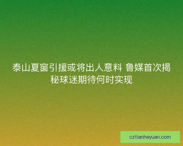 泰山夏窗引援或将出人意料 鲁媒首次揭秘球迷期待何时实现