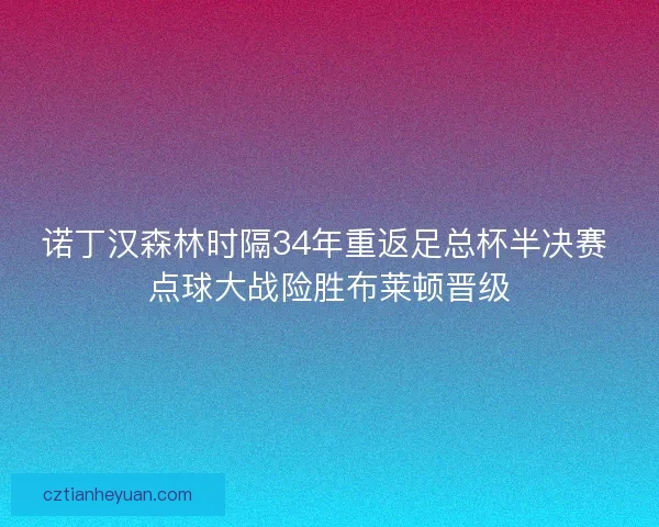 诺丁汉森林时隔34年重返足总杯半决赛 点球大战险胜布莱顿晋级